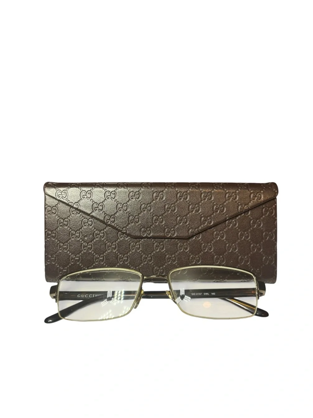 GUCCI GG 2237 0WL Tortoise Half-Rim Eyeglasses Frames Italy Unisex With Case